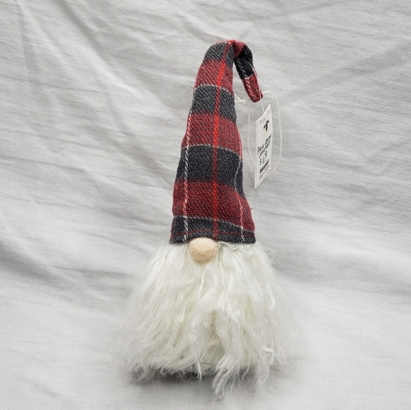 Red Plaid Stuffed Large Gnome Christmas Ornament - Picture 5 of 5